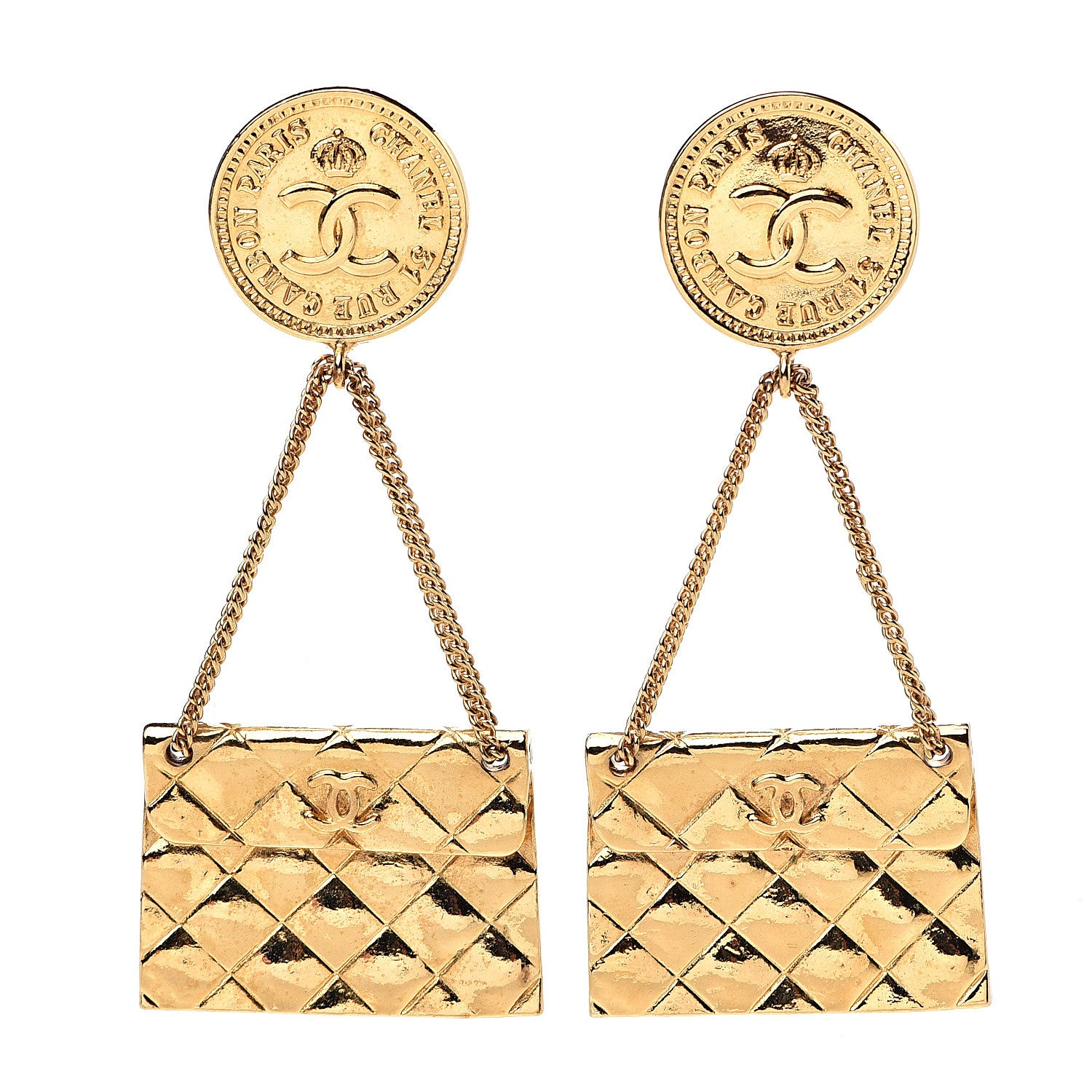 Chanel 2.55 Flap Clip On Earrings Gold 1 of 5