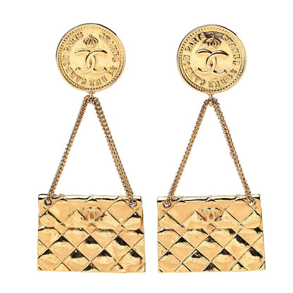 Chanel 2.55 Flap Clip On Earrings Gold 1 of 5