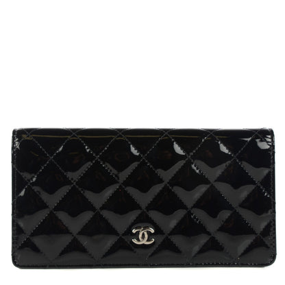 Chanel Patent Calfskin Quilted Yen Wallet Black 1 of 8