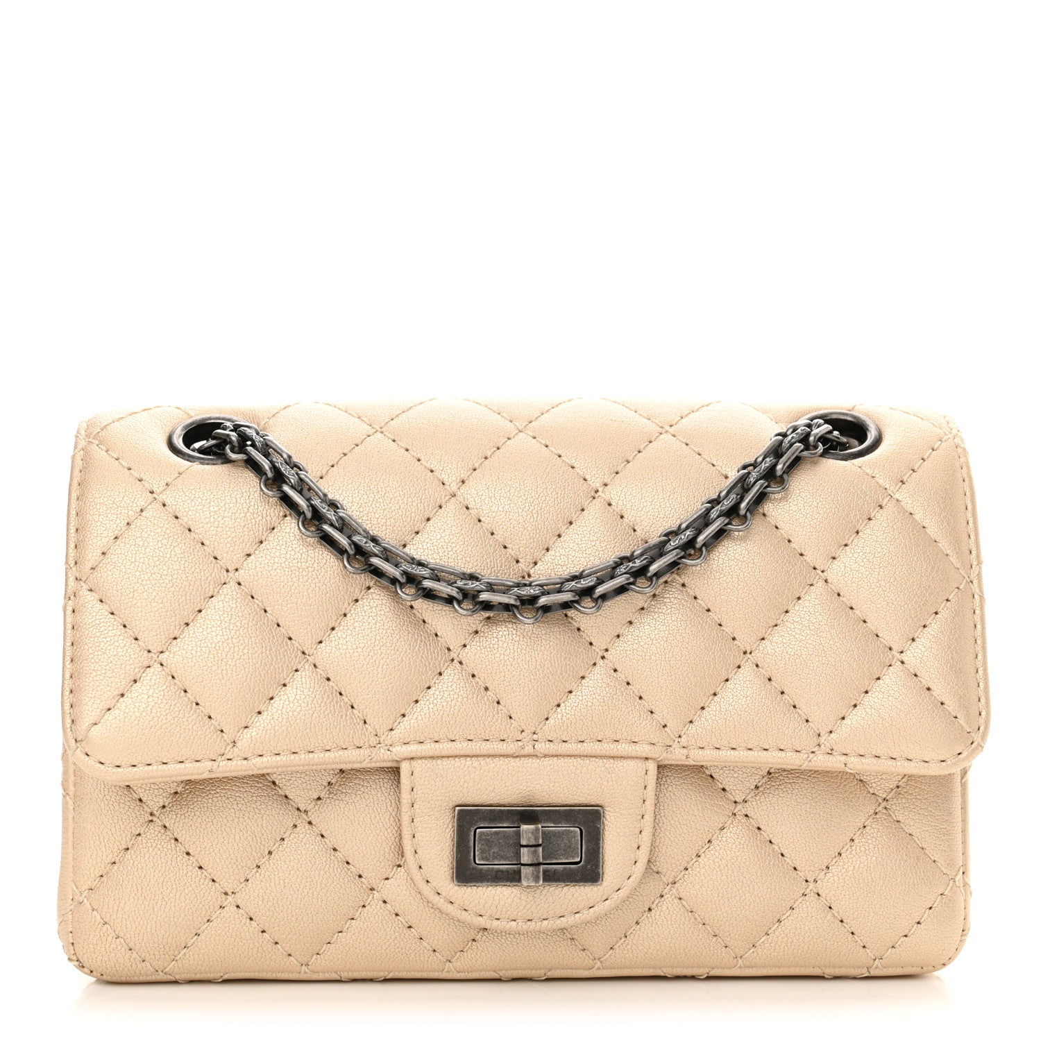 Chanel Metallic Sheepskin Quilted 2.55 Reissue Mini Flap Beige 1 of 13