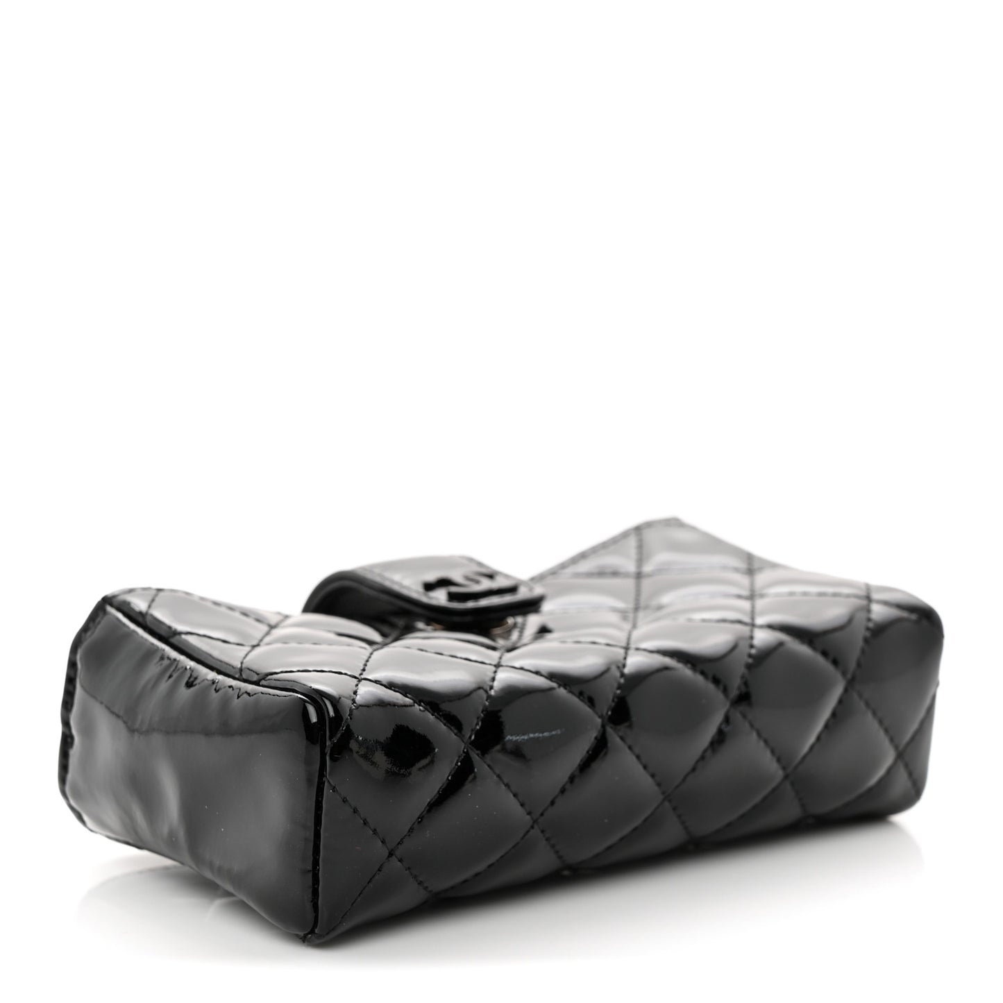 Patent Quilted Mini Phone Holder Clutch Black