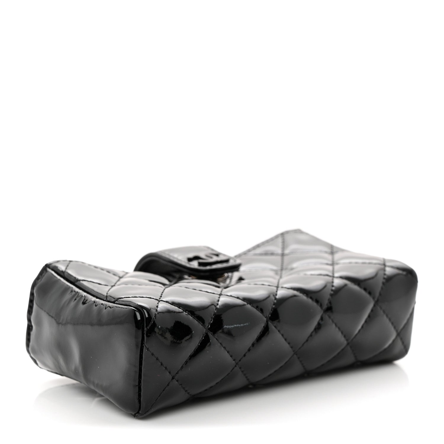 Chanel Patent Quilted Mini Phone Holder Clutch Black 4 of 9