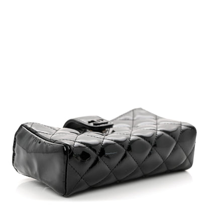 Chanel Patent Quilted Mini Phone Holder Clutch Black 4 of 9