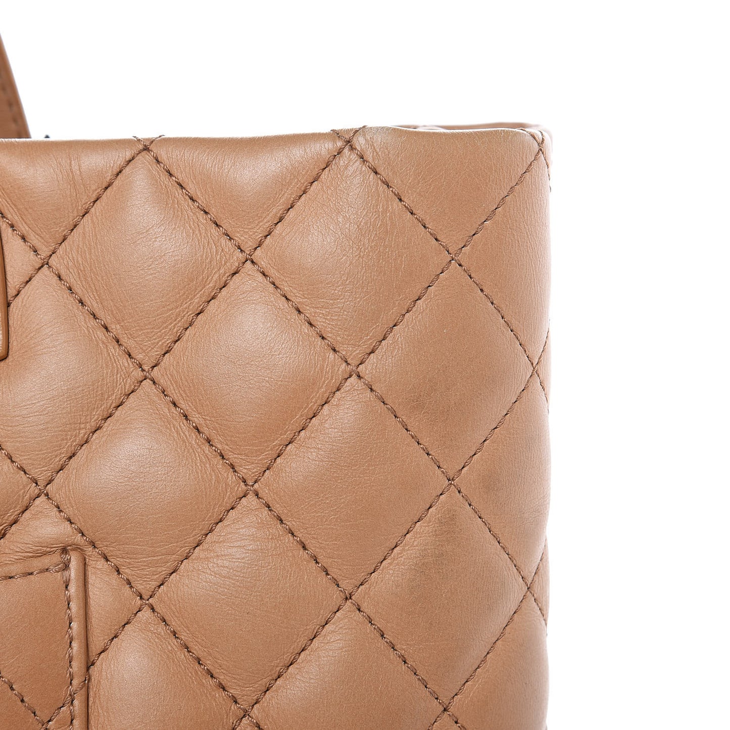 Calfskin Quilted Large Easy Shopping Tote Dark Beige