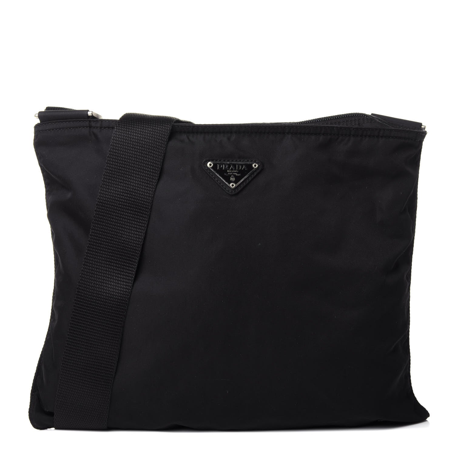 Prada Nylon Flat Messenger Bag Black 1 of 8