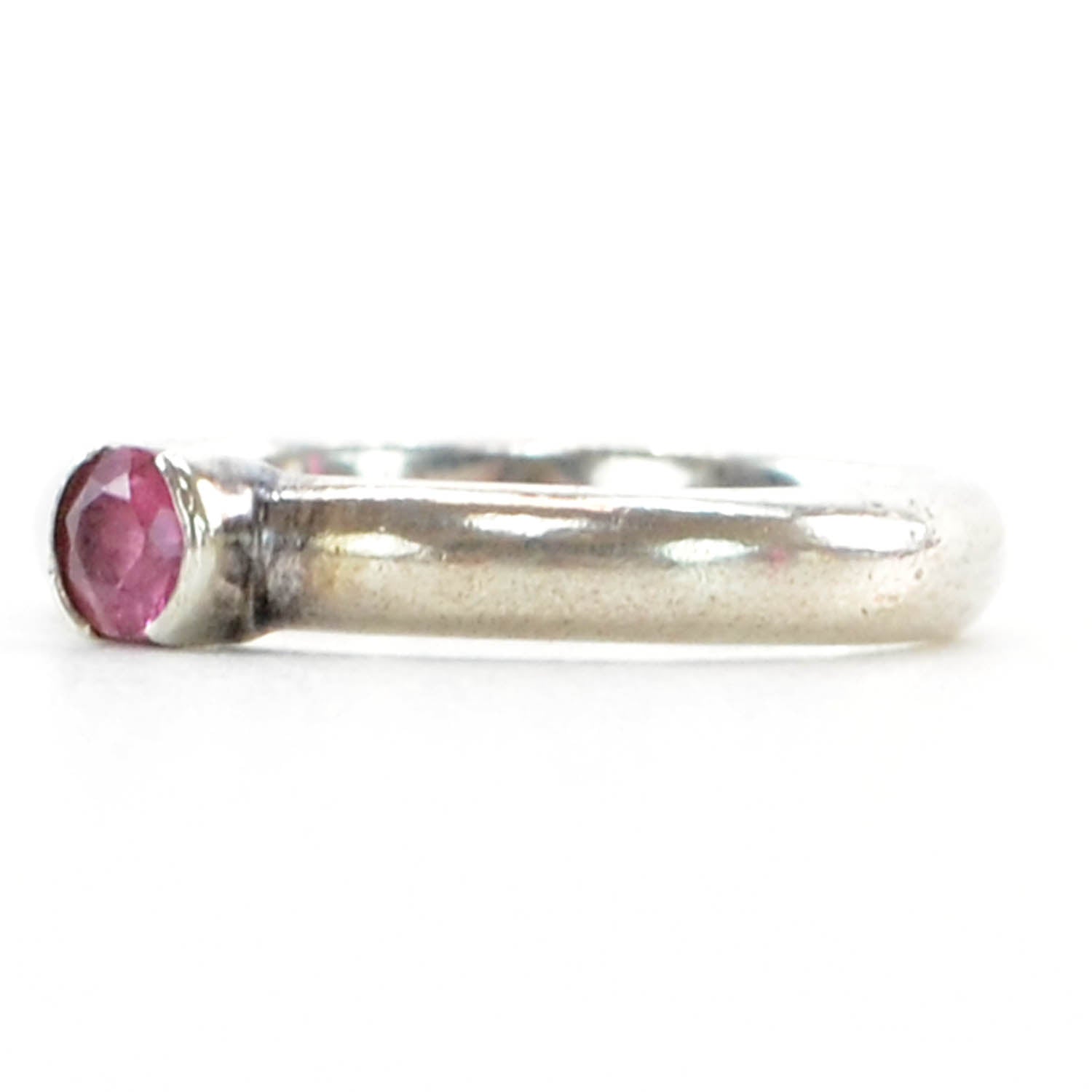 Tiffany Sterling Silver Pink Tourmaline Stacking Ring 7 3 of 5