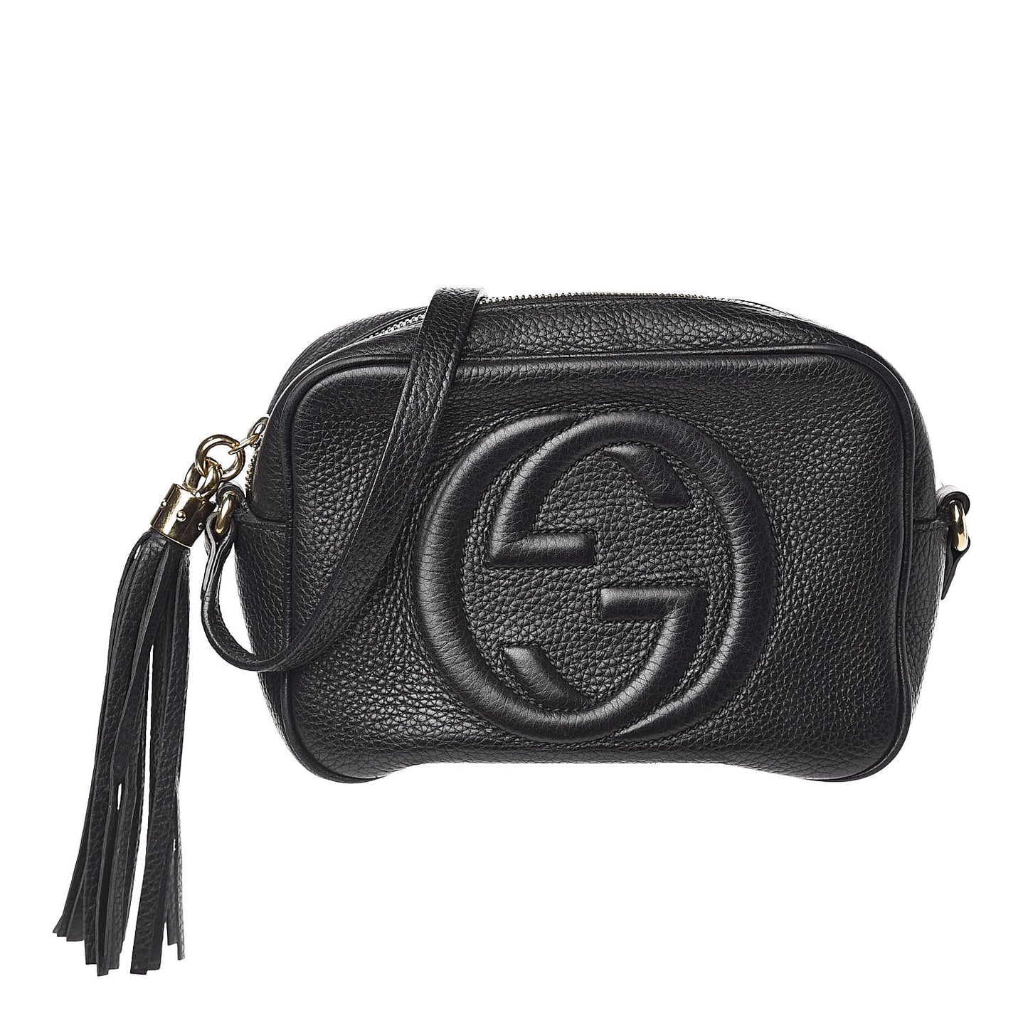 Pebbled Calfskin Small Soho Disco Bag Black