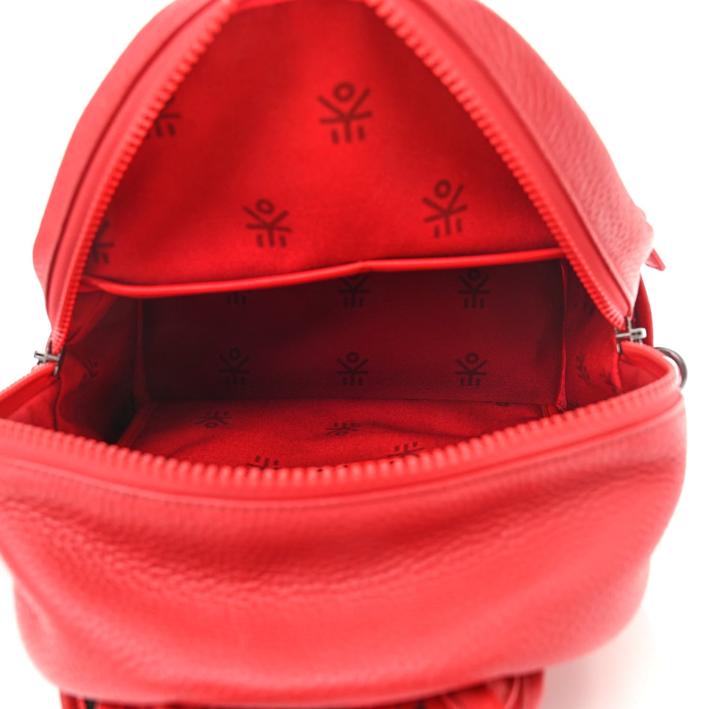 Calfskin Studded Small Logo Backpack Red