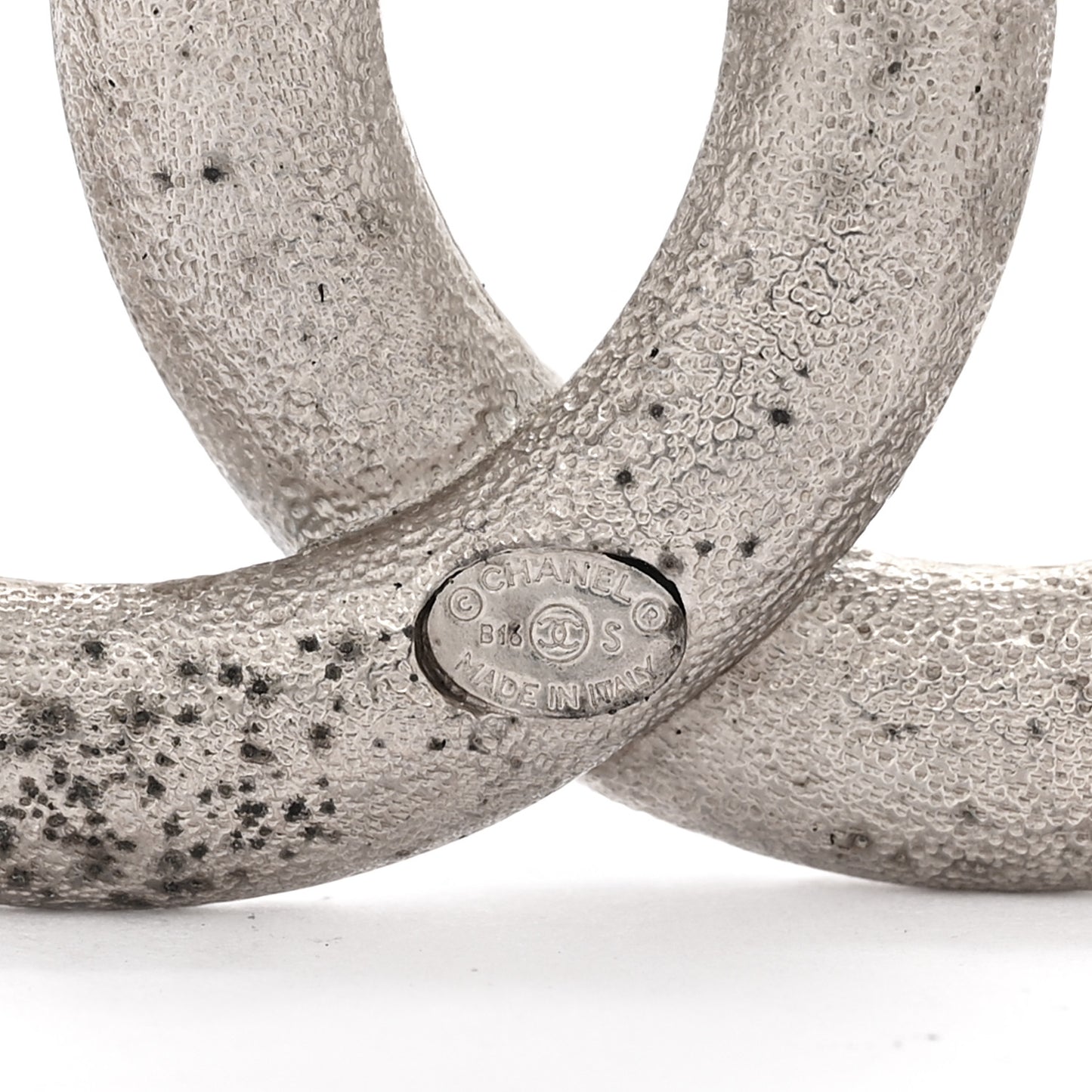 Metal Baguette Crystal CC Brooch Silver