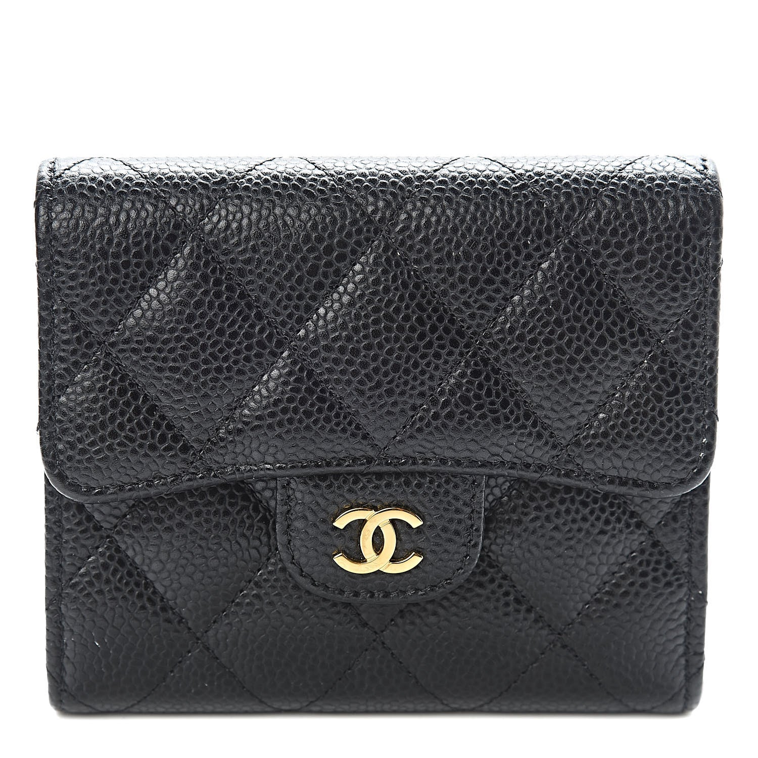 Chanel Caviar Quilted Compact Flap Wallet Black 1 of 8