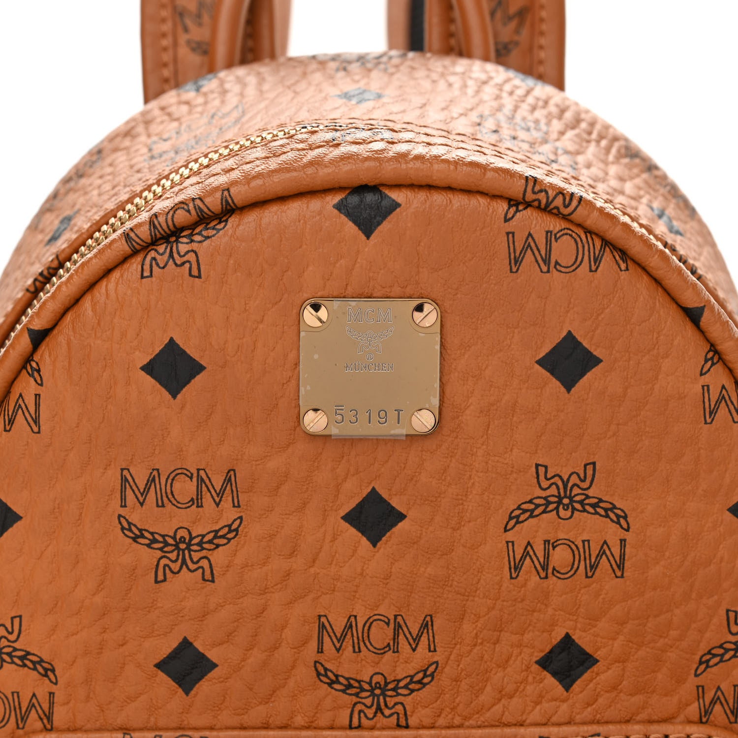 MCM Visetos Side Stud Mini Stark Backpack Cognac 14 of 20