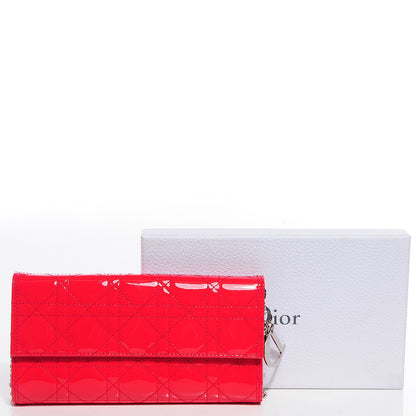 Christian Dior Patent Cannage Rendez-vous Chain Wallet Red 5 of 9