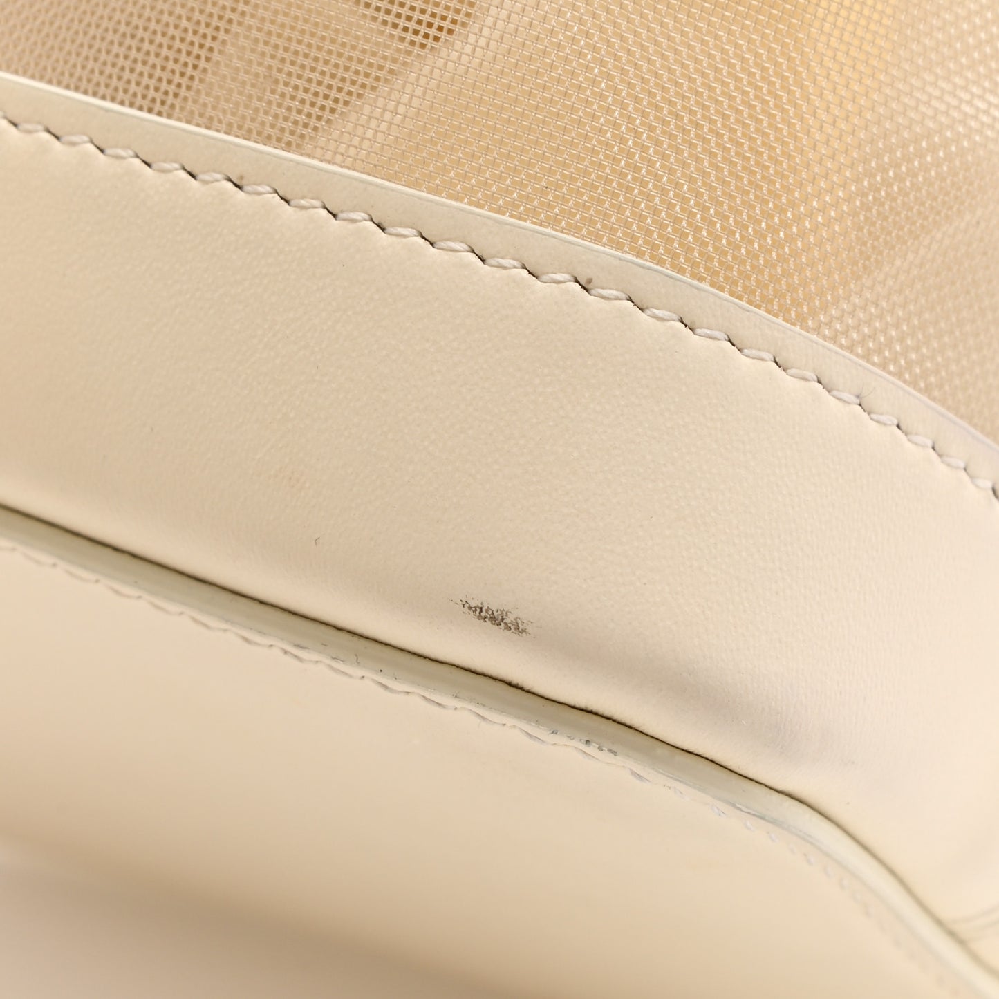 Mesh Vitello King F is Fendi Logo Embroidered Mini Mon Tresor Bucket Bag Sabbia White Ice