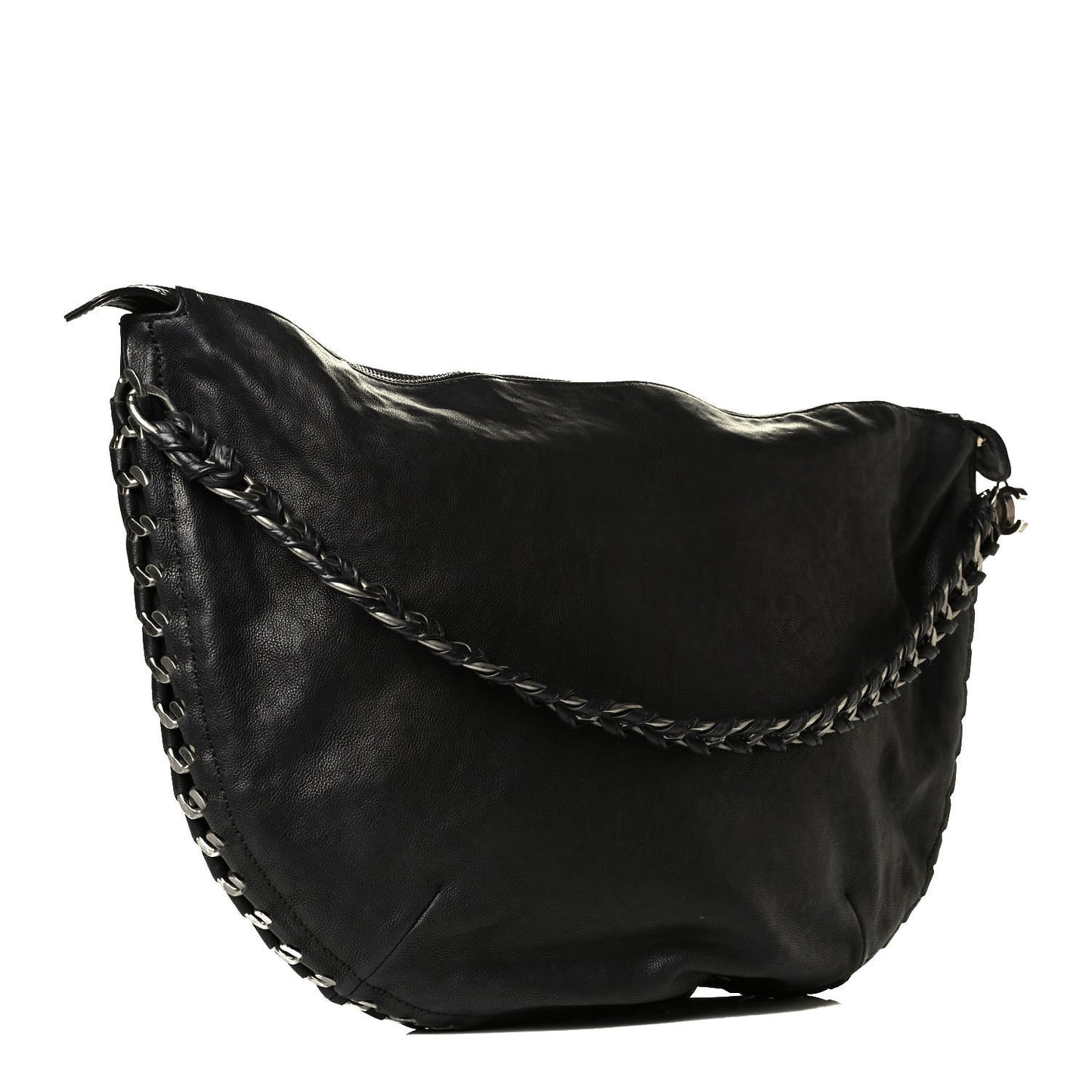 Calfskin Modern Chain Hobo Black