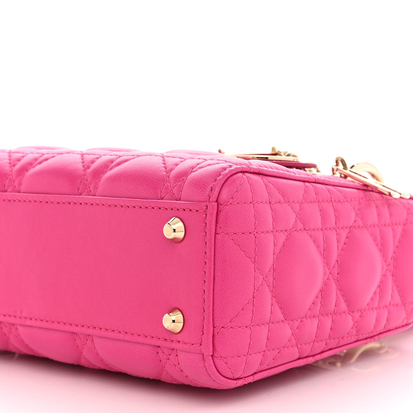 Lambskin Cannage Mini Lady Dior Fuchsia