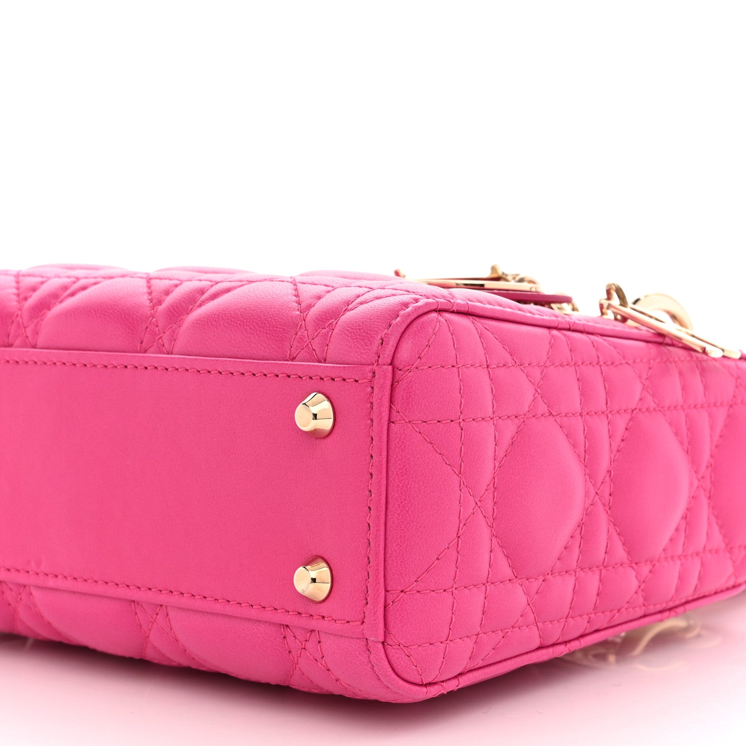 Christian Dior Lambskin Cannage Mini Lady Dior Fuchsia 8 of 8
