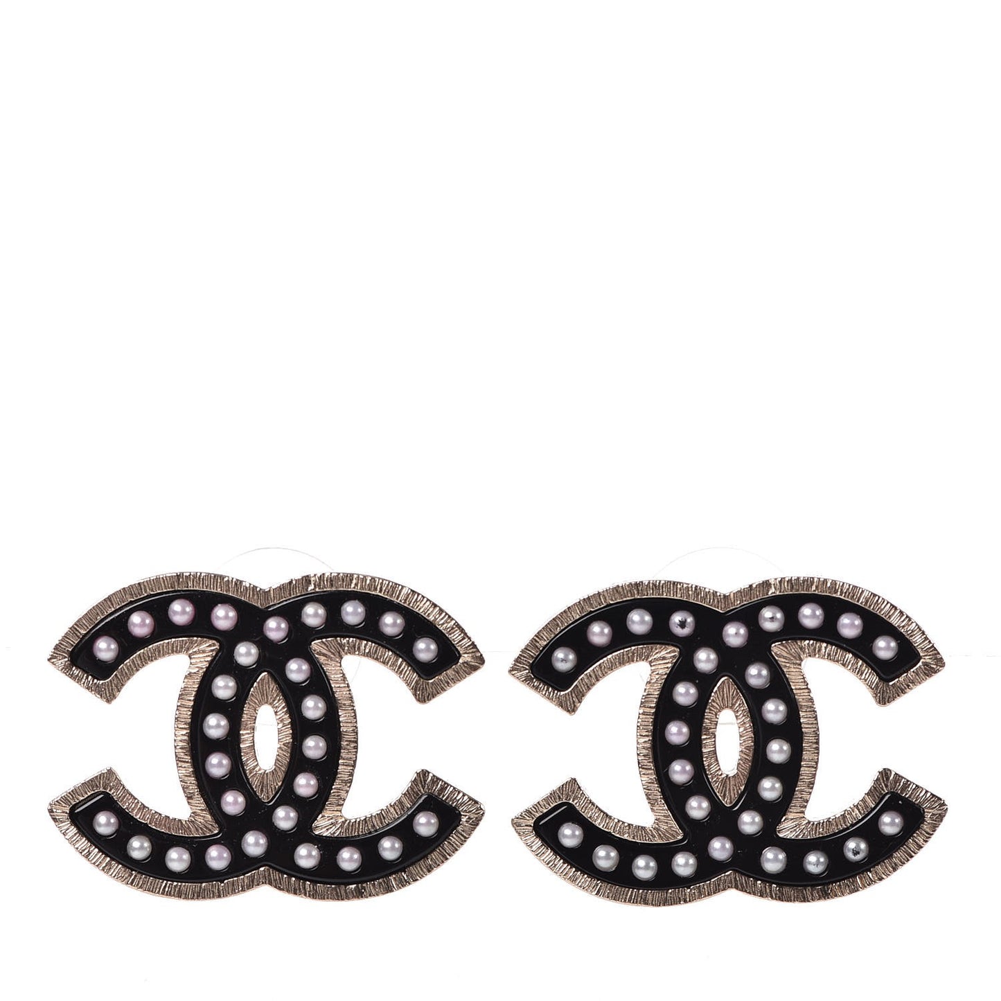 Resin Pearl CC Earrings Black