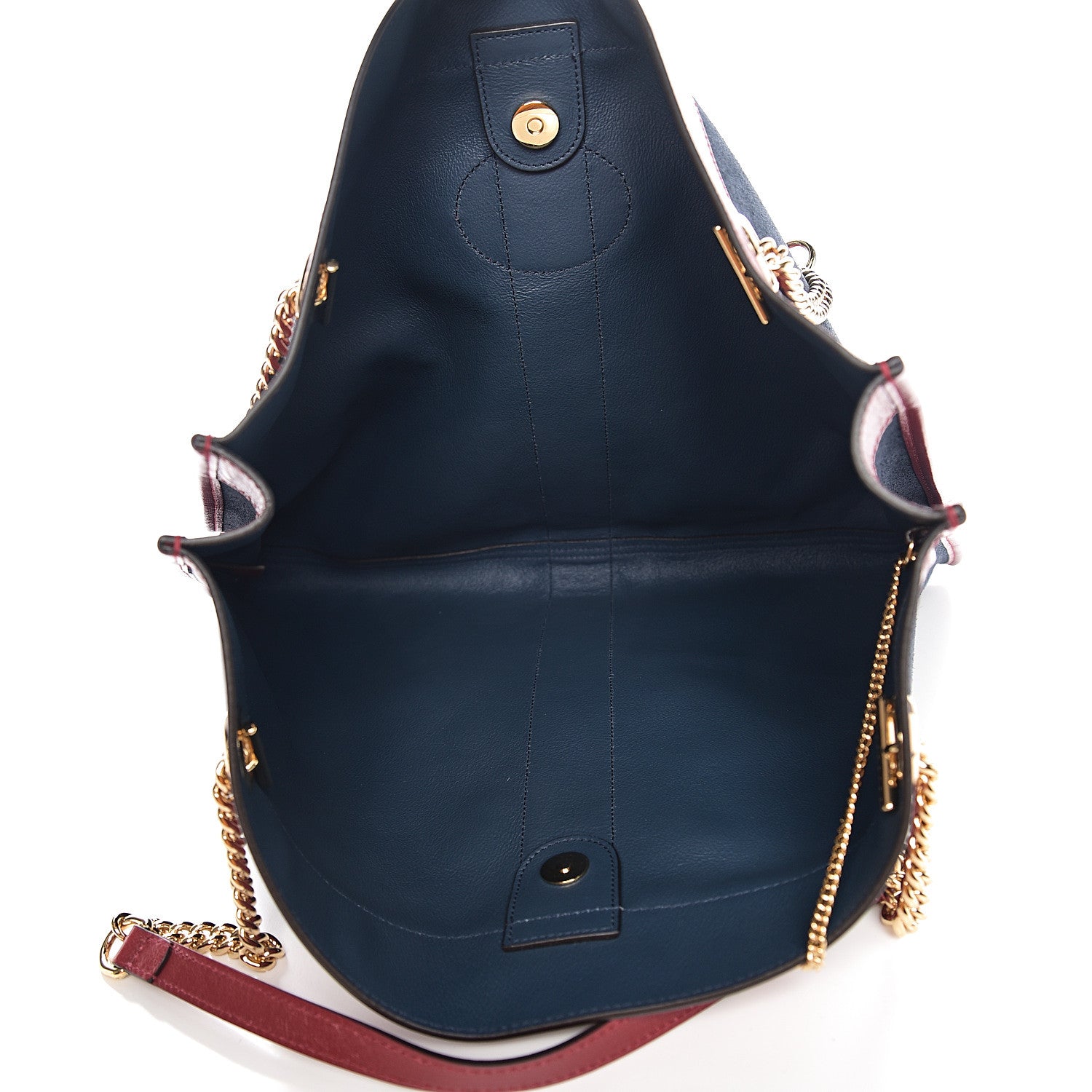 Gucci Suede Calfskin Large Rajah Chain Tote New Blue Romantic Cherry 4 of 9