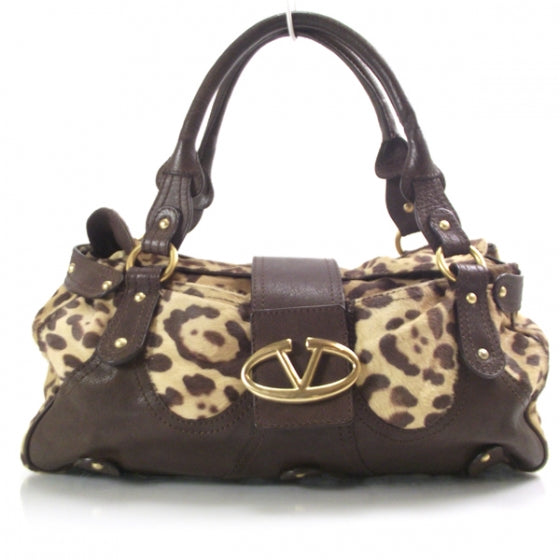 Leopard Print Pony Hair Catch Satchel