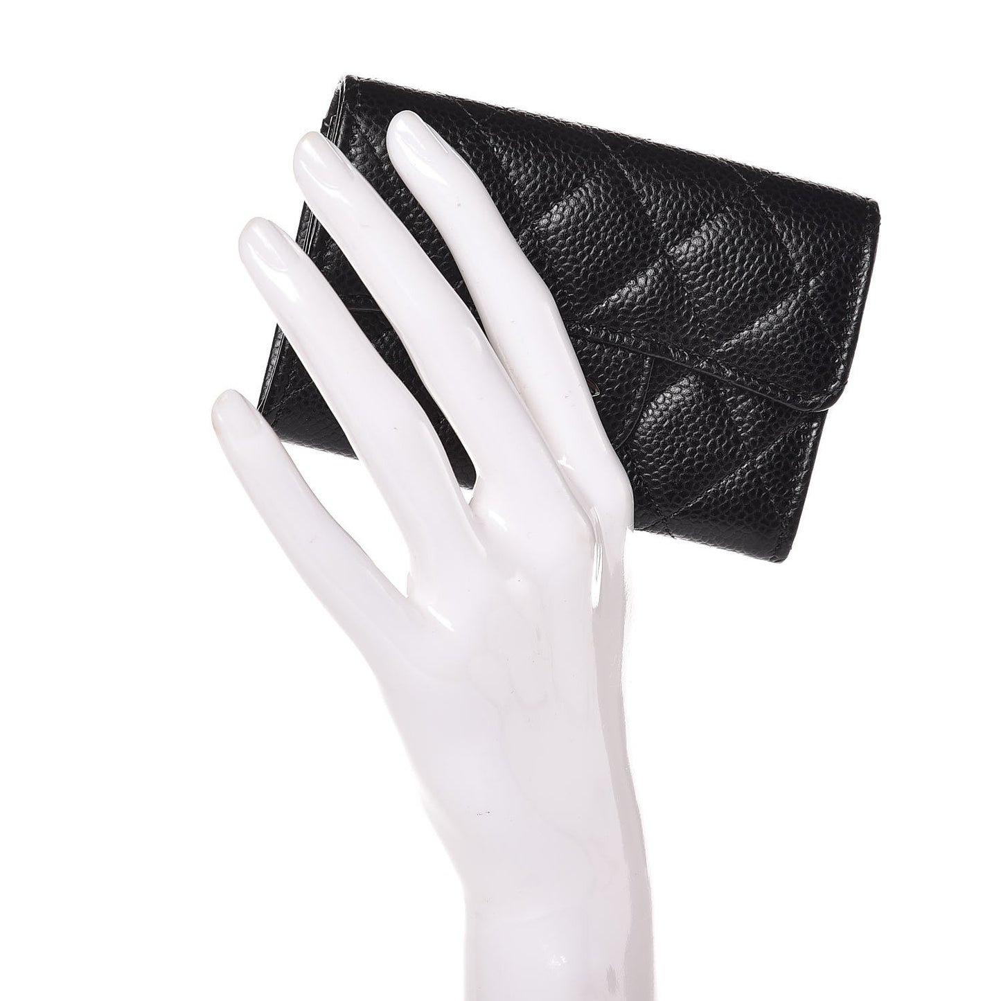 Caviar Quilted Flap Card Holder Black