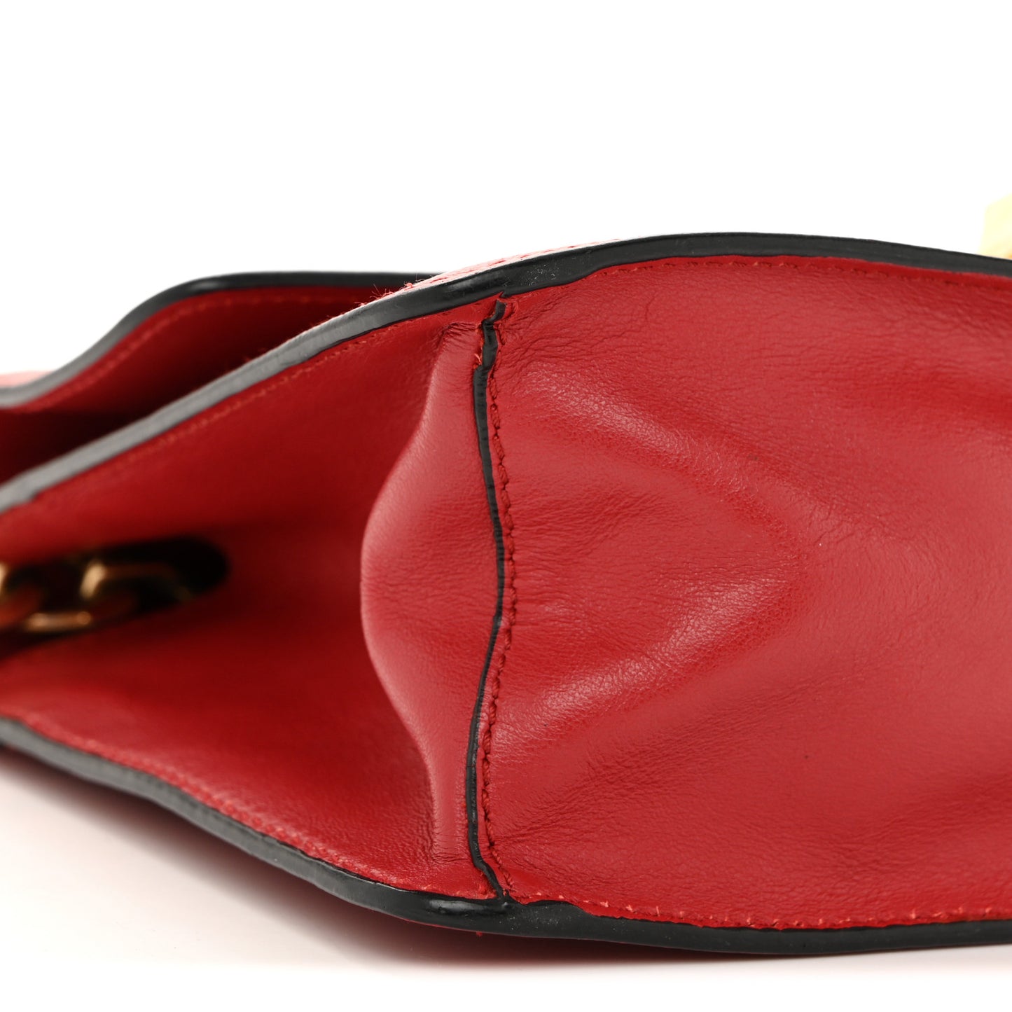 Saffiano Turn Lock Chain Shoulder Bag Fuoco