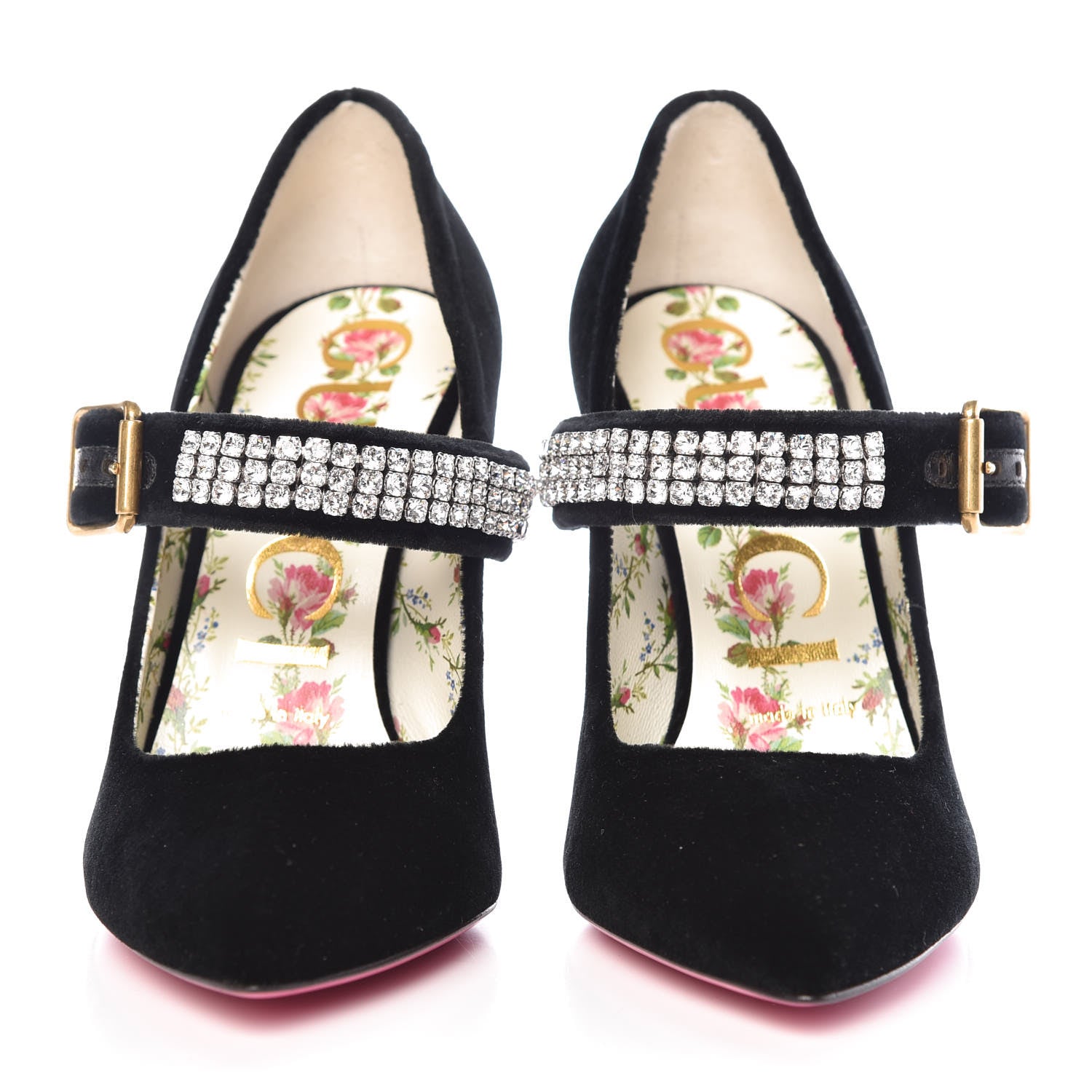 Gucci Velvet Crystal Embellished Sylvie High Heel Pumps 36 Black 2 of 10