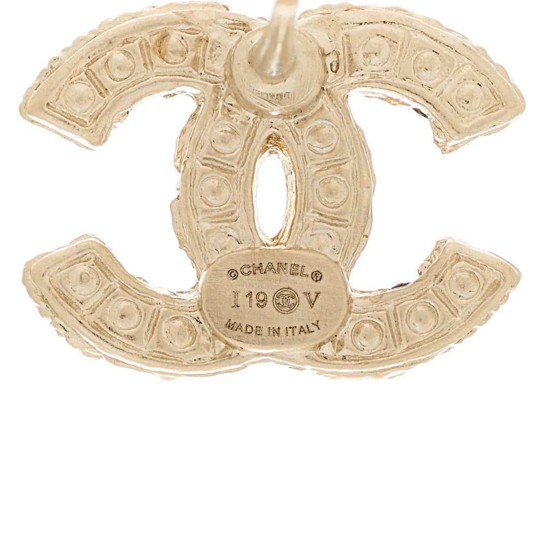 Chanel Pearl Crystal CC Earrings Light Gold 4 of 5