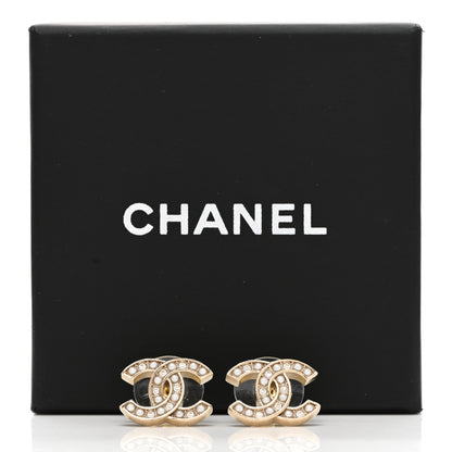 Chanel Crystal Pearl CC Earrings Gold 5 of 5