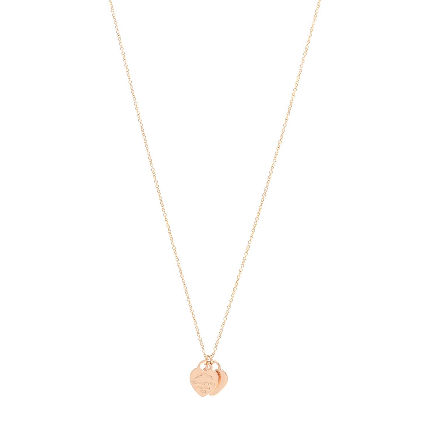 18K Rose Gold Return to Tiffany Mini Double Heart Tag Pendant Necklace