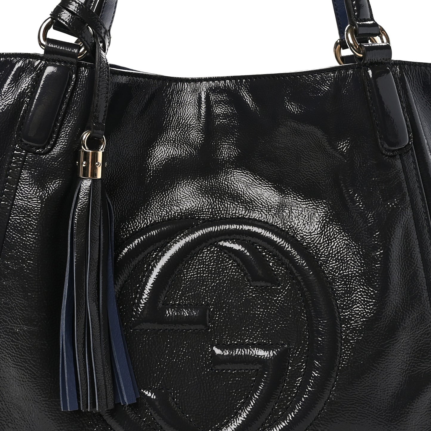 Vernice Naplack Medium Soho Chain Shoulder Bag Uniform Blue