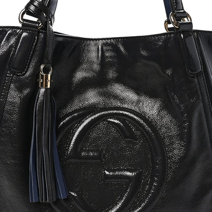 Gucci Vernice Naplack Medium Soho Chain Shoulder Bag Uniform Blue 8 of 10