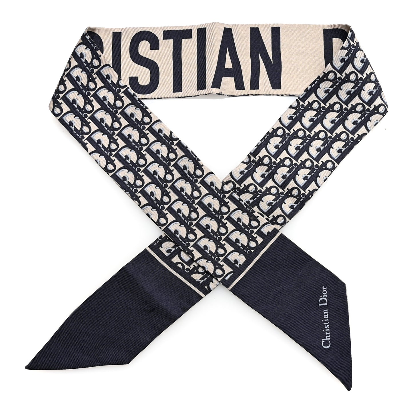Silk Oblique Mitzah Scarf Bleu Marine