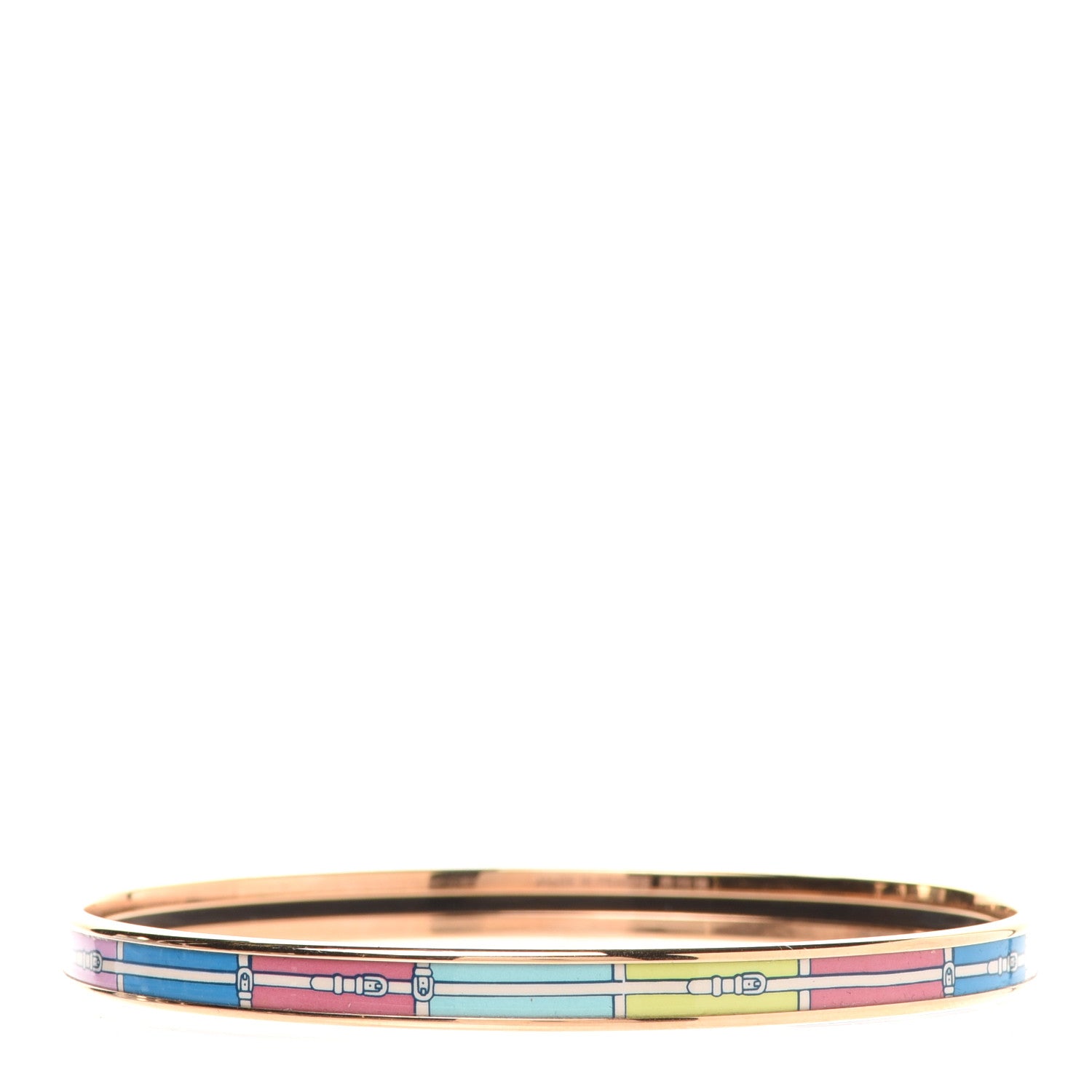 Hermes Enamel Printed Couvertures Et Tenues De Jour Narrow Bracelet 70 1 of 6
