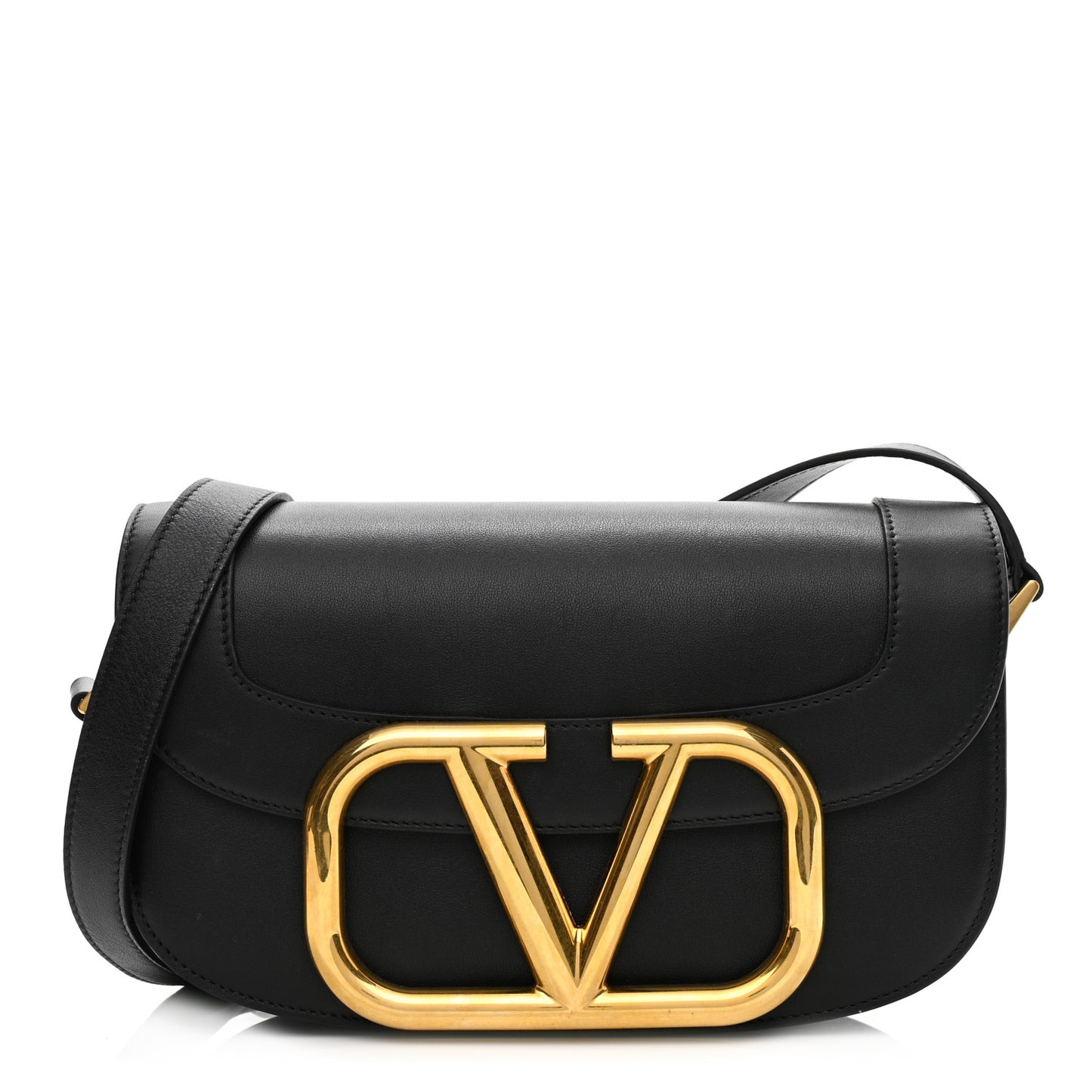 Smooth Calfskin Supervee Shoulder Bag Black