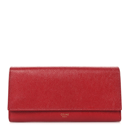 Celine Grained Calfskin Large Flap Wallet Red 1 of 8
