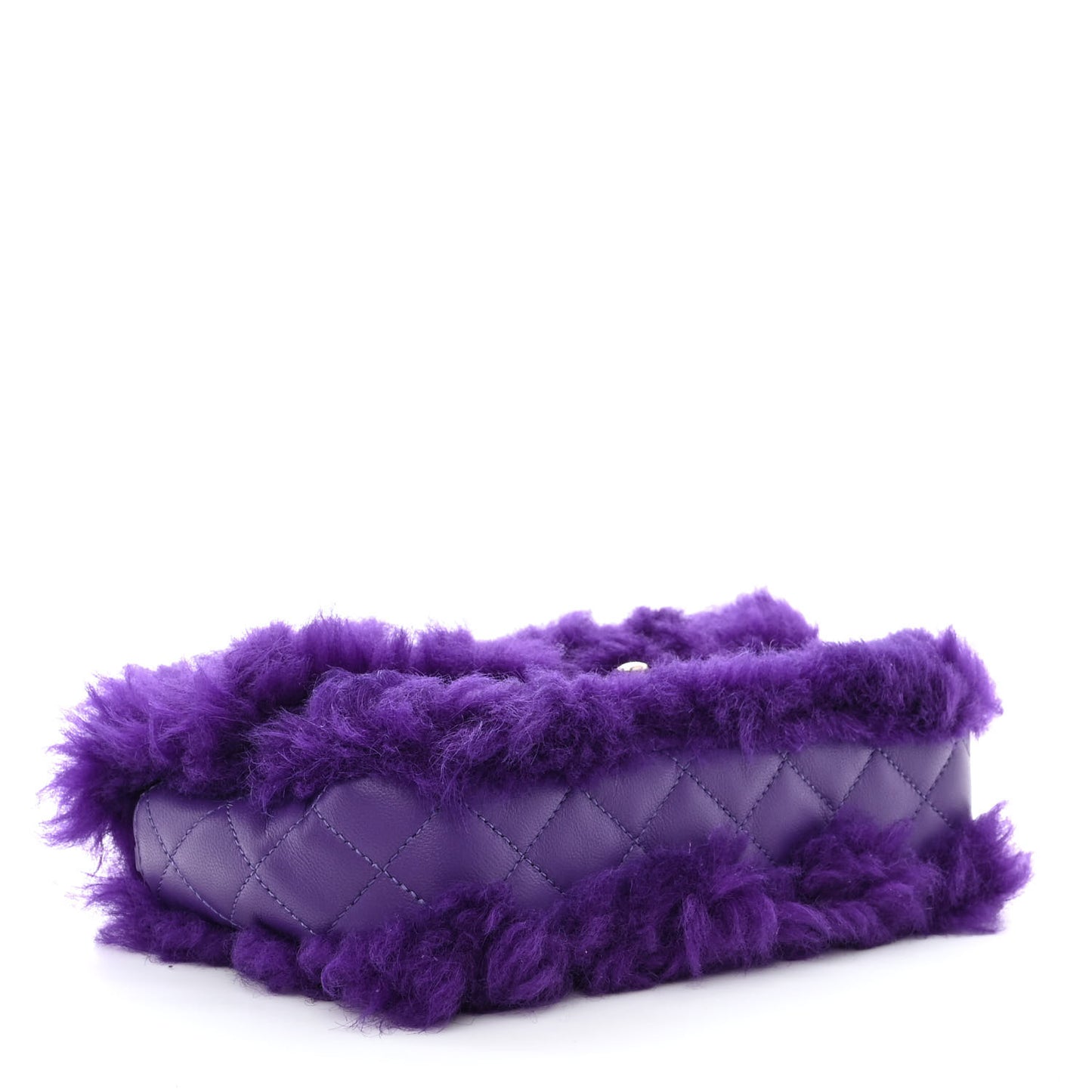 Shearling Lambskin Quilted Flap Purple