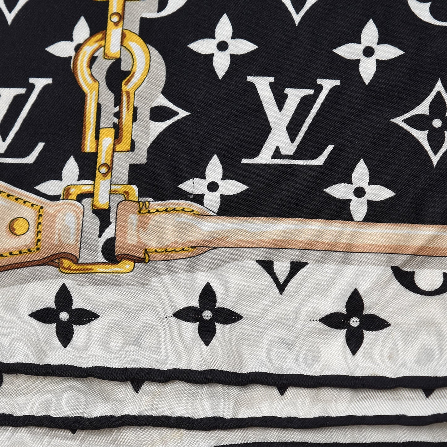 Silk Monogram Confidential Square Scarf Black