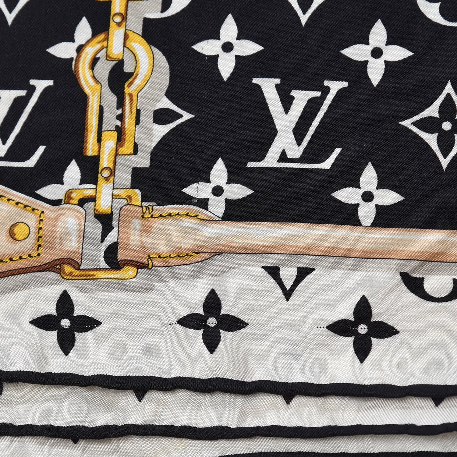 Louis Vuitton Silk Monogram Confidential Square Scarf Black 8 of 10