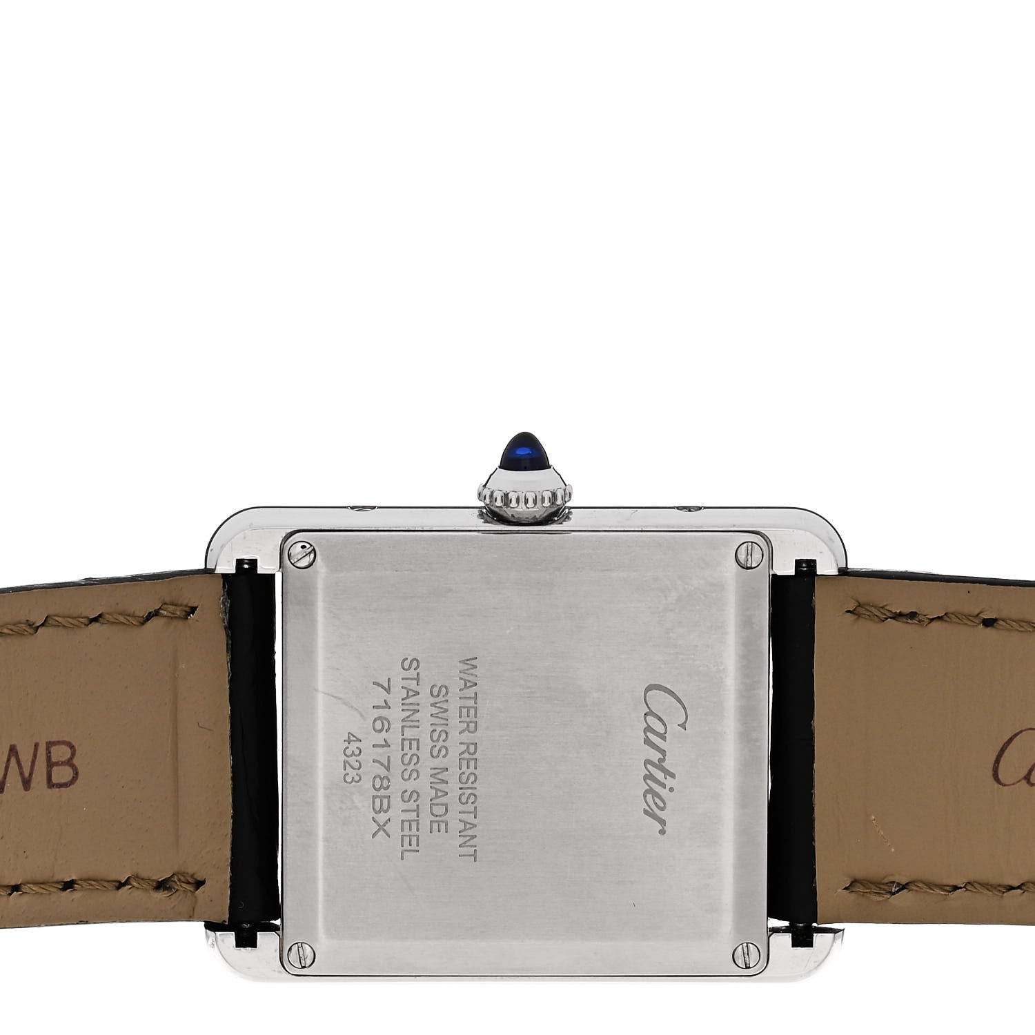 Cartier Stainless Steel Alligator 25mm Must de Cartier Tank Quartz Watch Blue 4 of 4