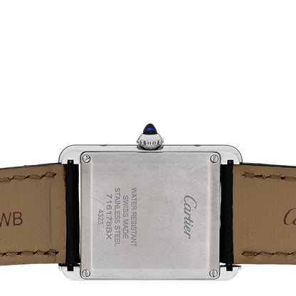 Cartier Stainless Steel Alligator 25mm Must de Cartier Tank Quartz Watch Blue 4 of 4