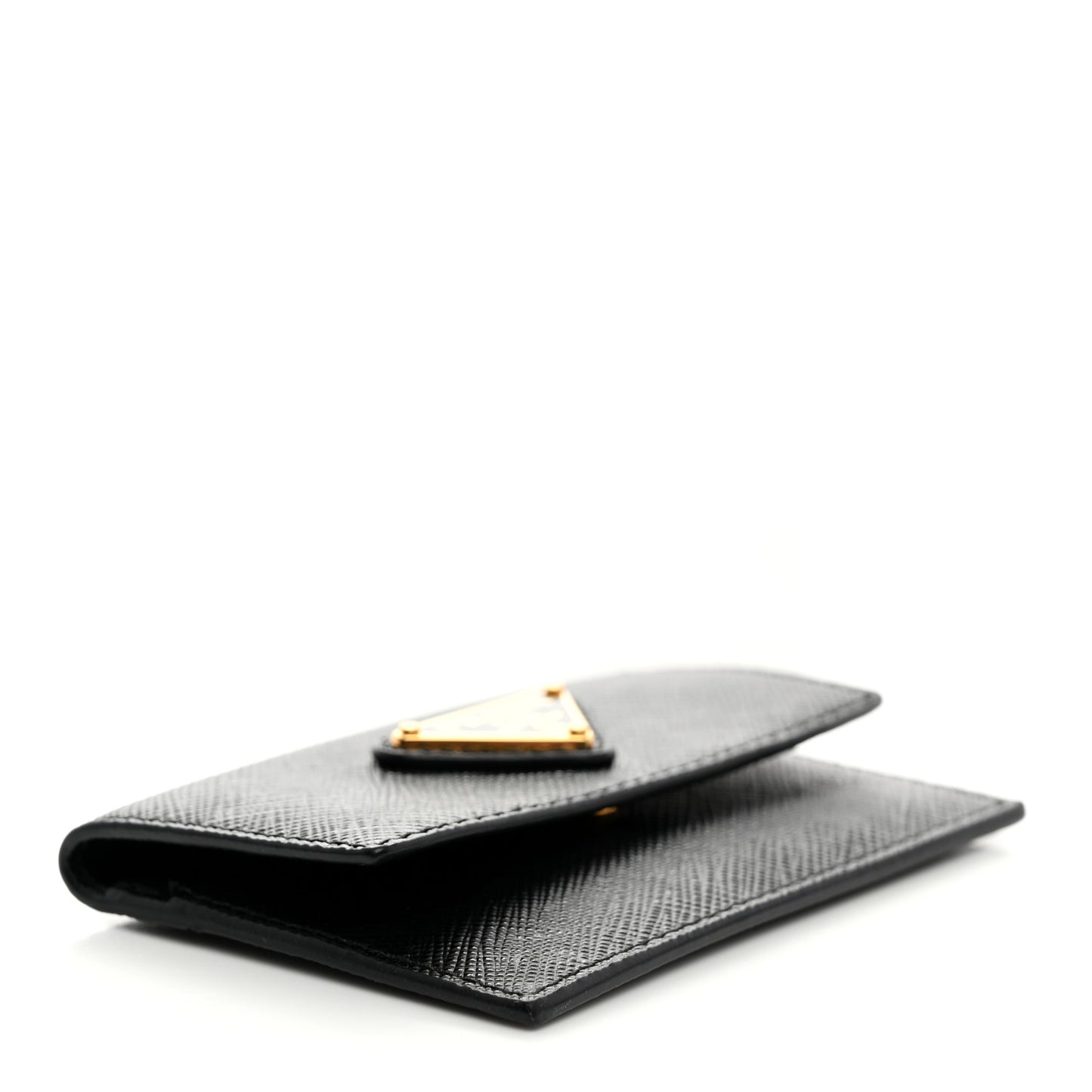 Saffiano Triangle Bi-Fold Card Holder Wallet Black