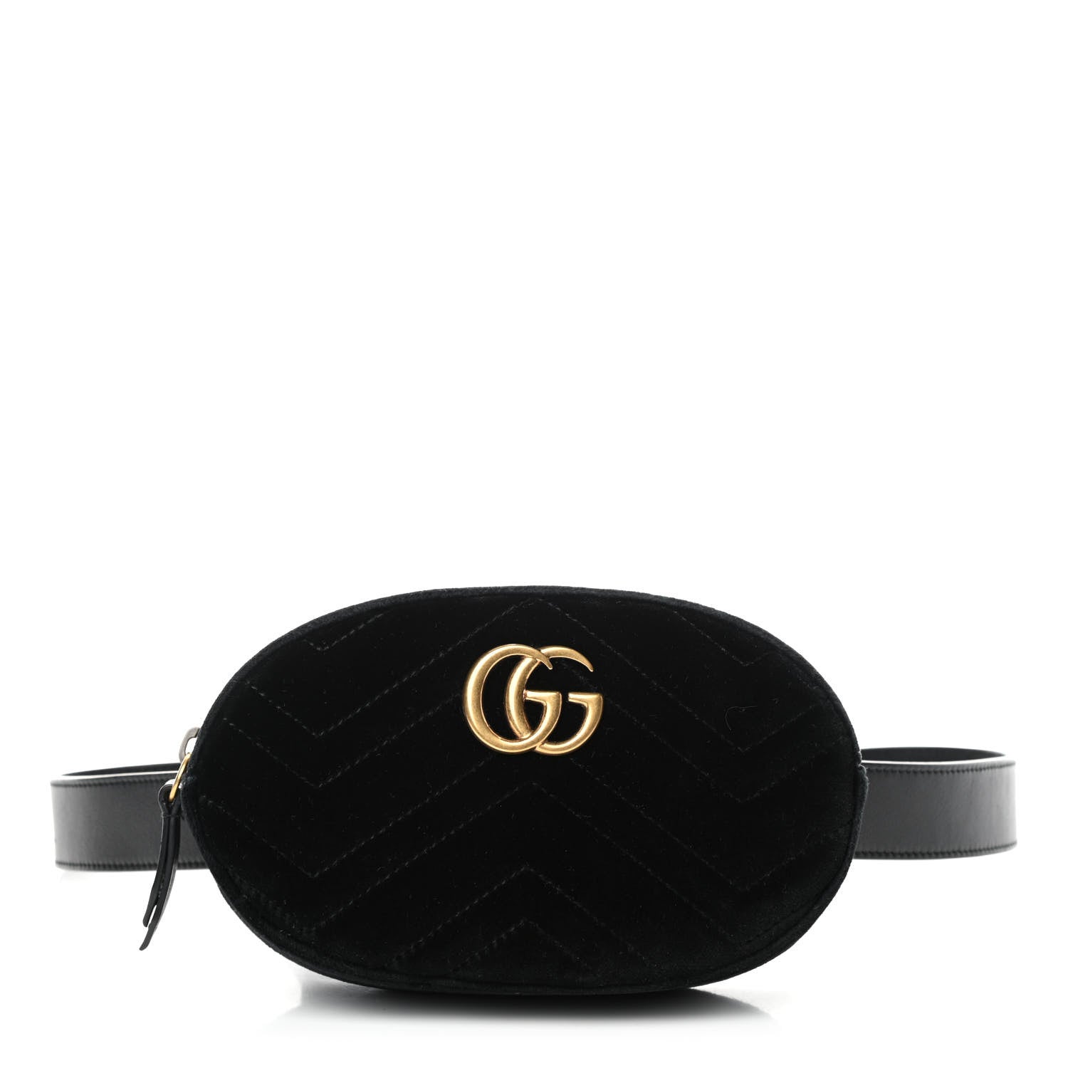 Gucci Velvet Matelasse GG Marmont Belt Bag 75 30 Black 1 of 4