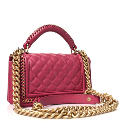 Chanel Lambskin Quilted Small Top Handle Boy Flap Pink 3 of 10