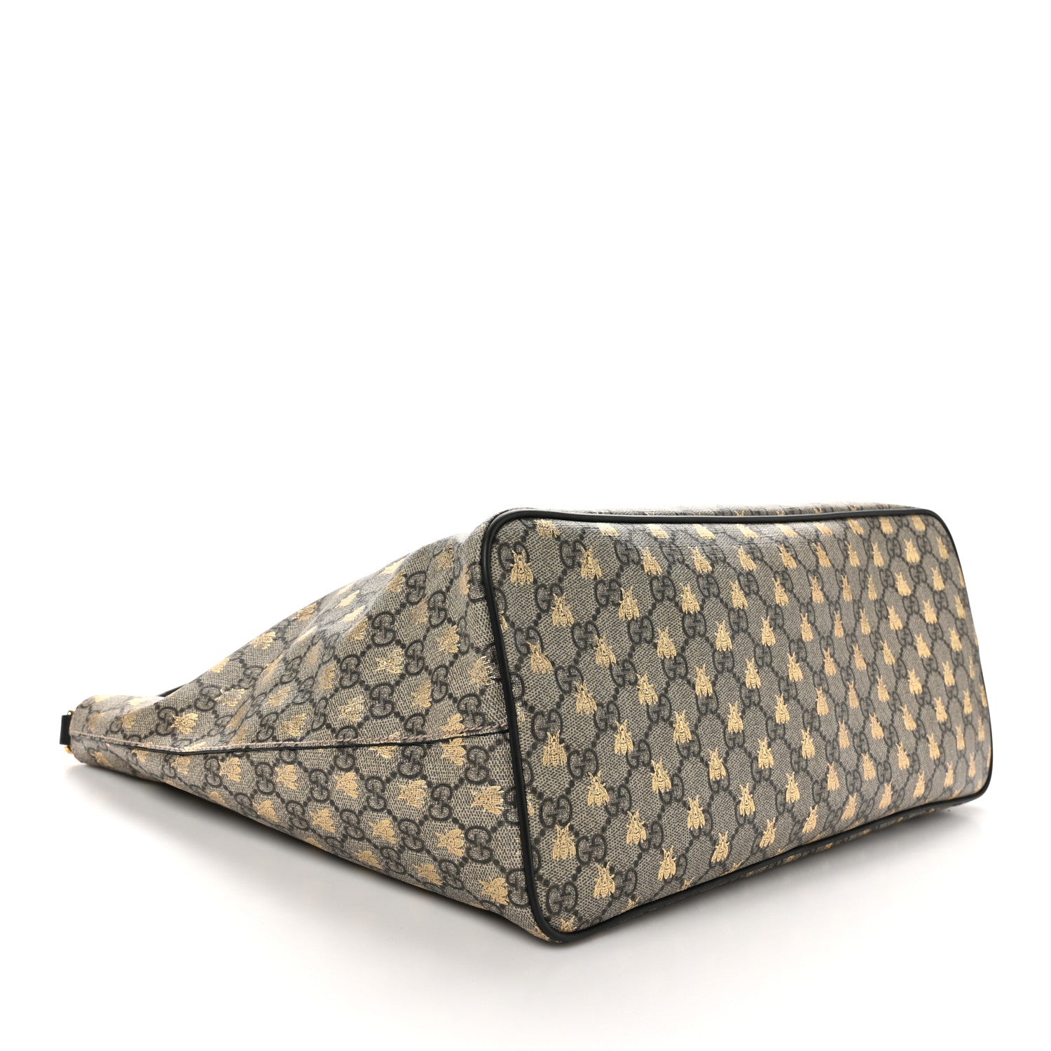 Gucci Soft GG Supreme Monogram Bees Medium Crossbody Tote Beige Oro Black 4 of 10