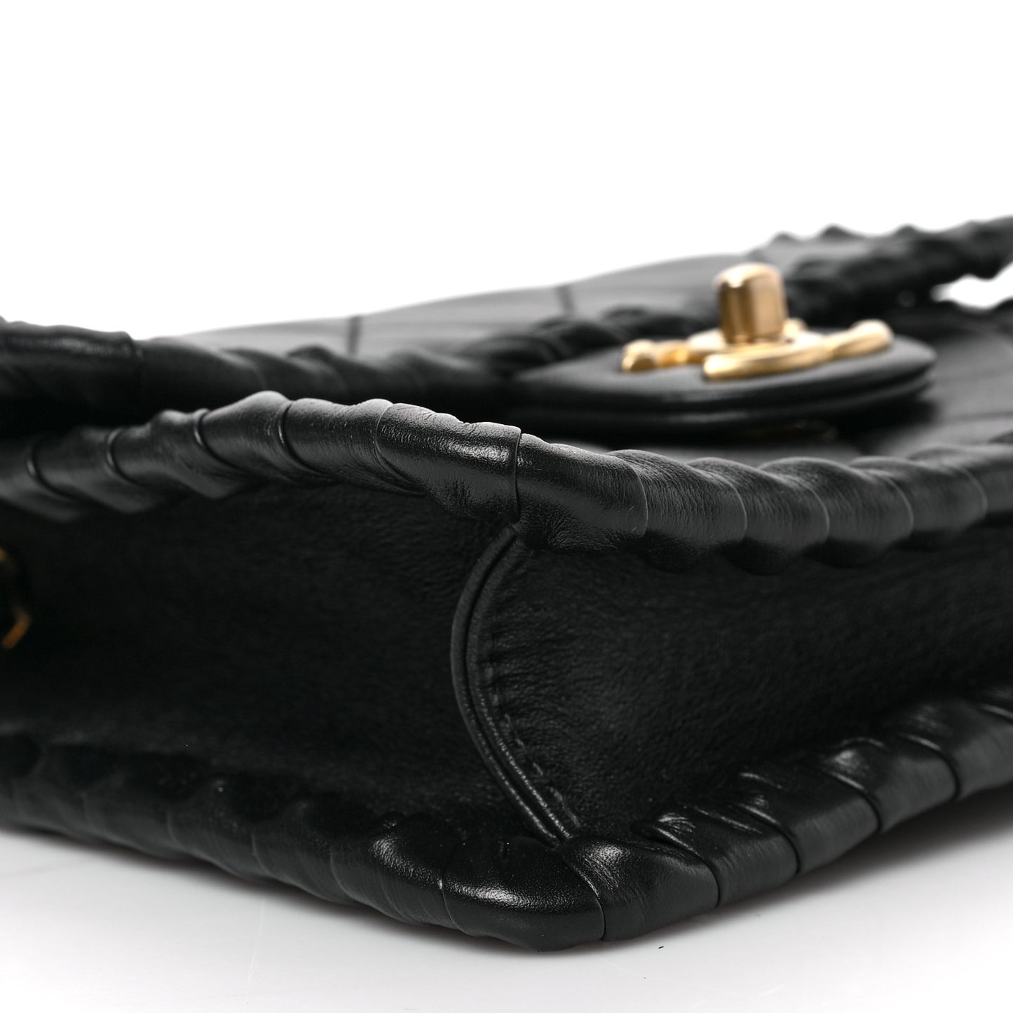 Calfskin Braided Mini My Own Frame Flap Black