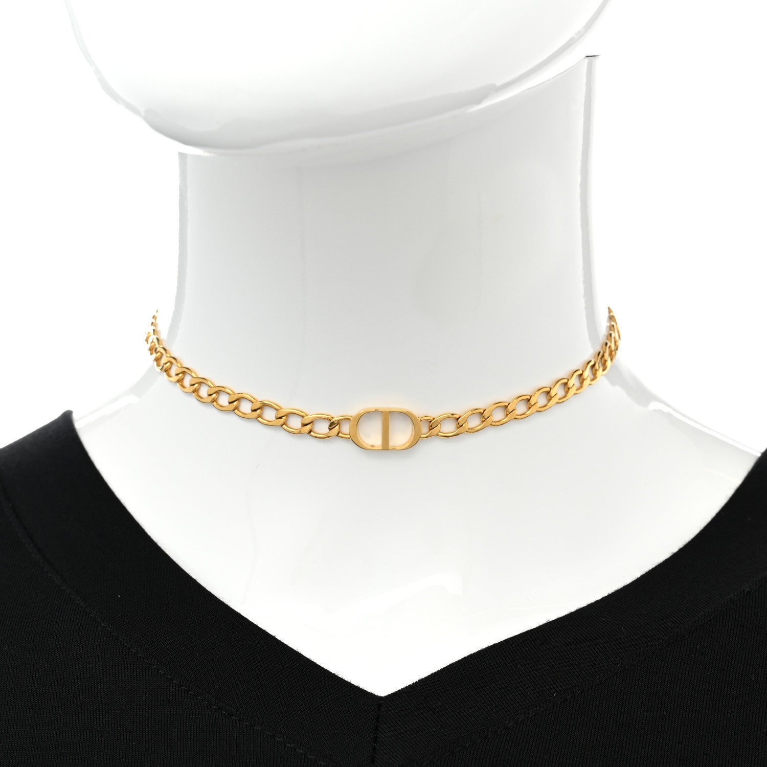 Christian Dior Metal Petit CD Choker Necklace Gold 1 of 4