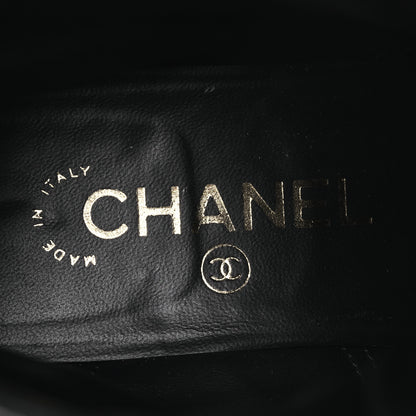 Chanel Shiny Calfskin Quilted Lace Up Combat Boots 37 Black 8 of 14