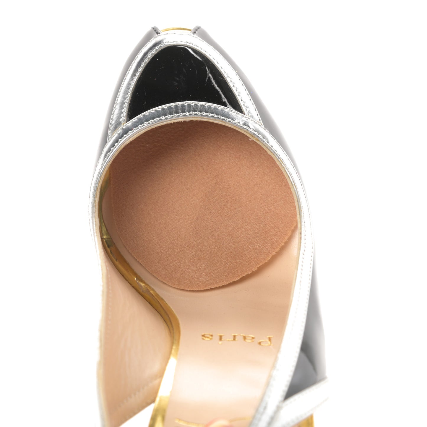 Patent Calfskin Round Toe Platform Slingback Pumps 37.5 Black
