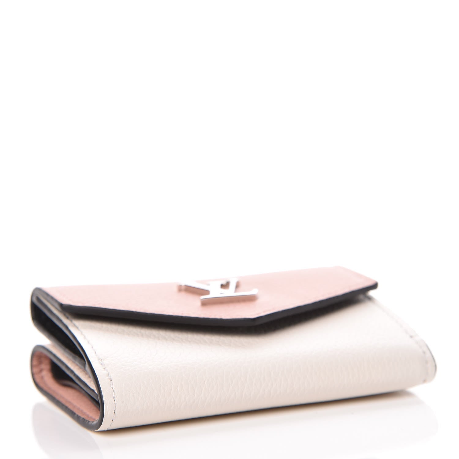 Louis Vuitton Calfskin Lockmini Wallet Rose Ballerine Maito White Black 3 of 9