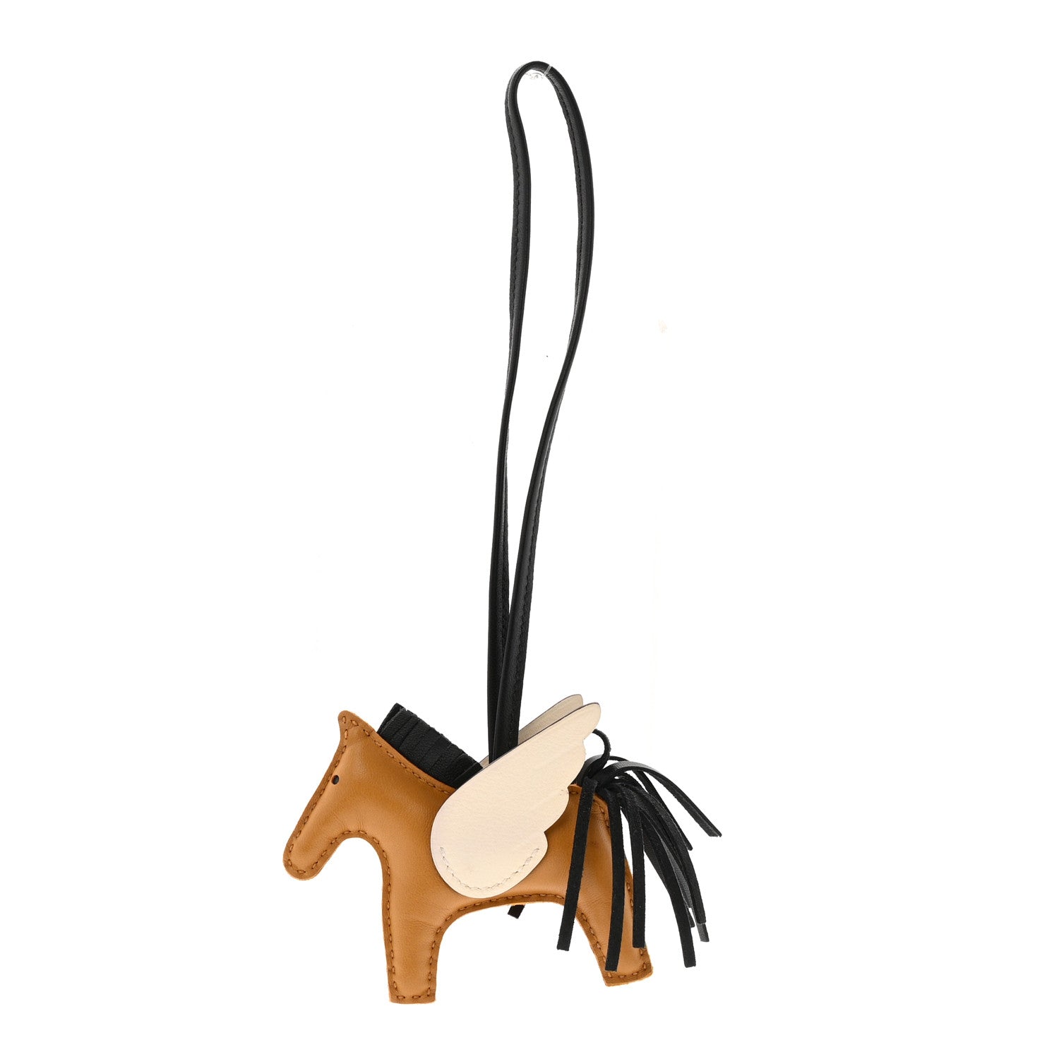 Hermes Milo Lambskin Grigri Rodeo Pegase Horse Bag Charm PM Sesame Black Nata 1 of 5